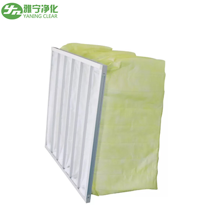 Hệ thống HVAC Túi lọc không khí bỏ túi Polyester M6-M9 3200m³ / h Khối lượng không khí Khung tấm mạ kẽm