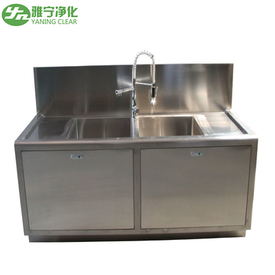 Phòng thí nghiệm hai lưu vực Chậu rửa bằng thép không gỉ cấp y tế với một vòi có thể điều chỉnh