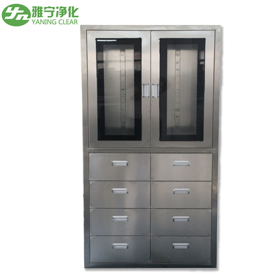Tủ y tế bằng thép không gỉ với 8 ngăn kéo Một nửa cửa xoay có thể điều chỉnh cửa chớp
