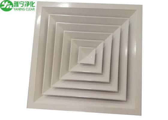 Ống dẫn khí Đầu vào Hình vuông Lưới tản nhiệt Nhôm Trắng Khuếch tán Không khí Hướng cho Phòng sạch